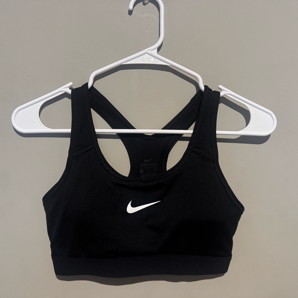 Nike Women's Black Sports Bra with White Logo